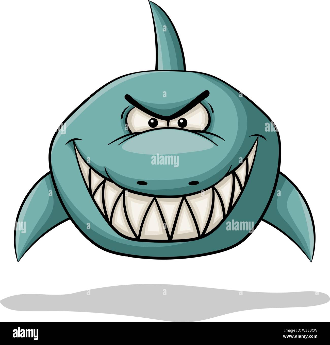 Arrabbiato cartoon shark. Disegnare a mano illustrazione vettoriale. Illustrazione Vettoriale