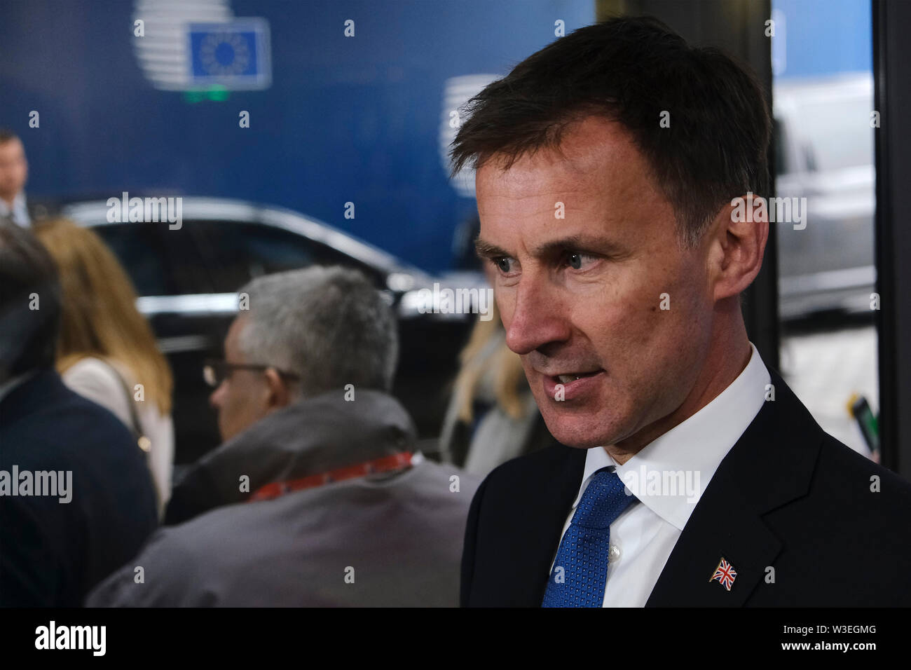 Bruxelles, Belgio, 15 luglio 2019. La Gran Bretagna è Segretario di Stato per gli affari esteri Jeremy Hunt assiste in un Unione europea Consiglio Affari Esteri incontro. Credito: ALEXANDROS MICHAILIDIS/Alamy Live News Foto Stock