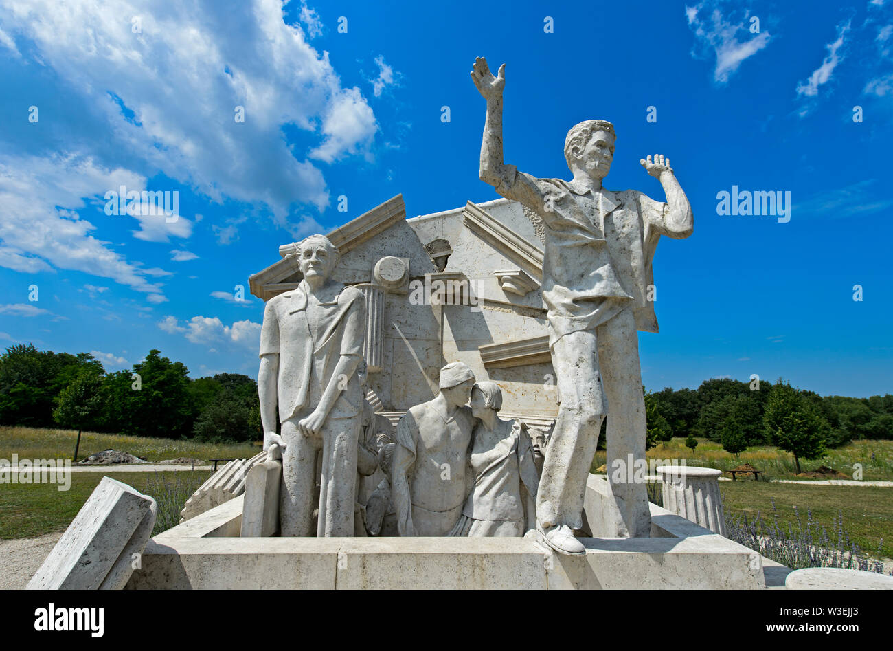 La svolta - monumento europeo di libertà di Miklos Melocco, picnic paneuropeo Memorial Park, Fertörakos, Ungheria Foto Stock
