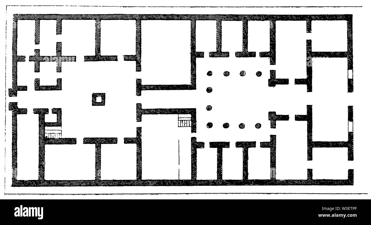 Piano di pavimento della casa greca, , (storia culturale libro, 1875) Foto Stock
