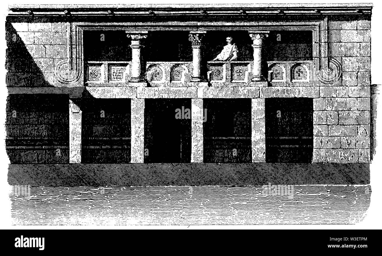 Cortile di una casa greca, , (storia culturale libro, 1875) Foto Stock