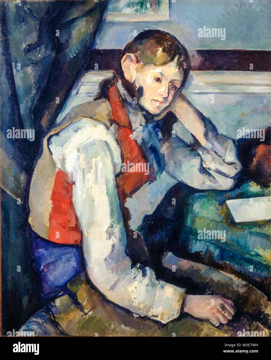 Paul Cézanne, Boy in a Red Vest, ritratto post-impressionista, 1888-1890 Foto Stock