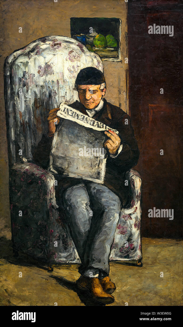 Paul Cézanne, l'artista, il padre, la lettura, l'Événement, ritratto dipinto, 1866 Foto Stock