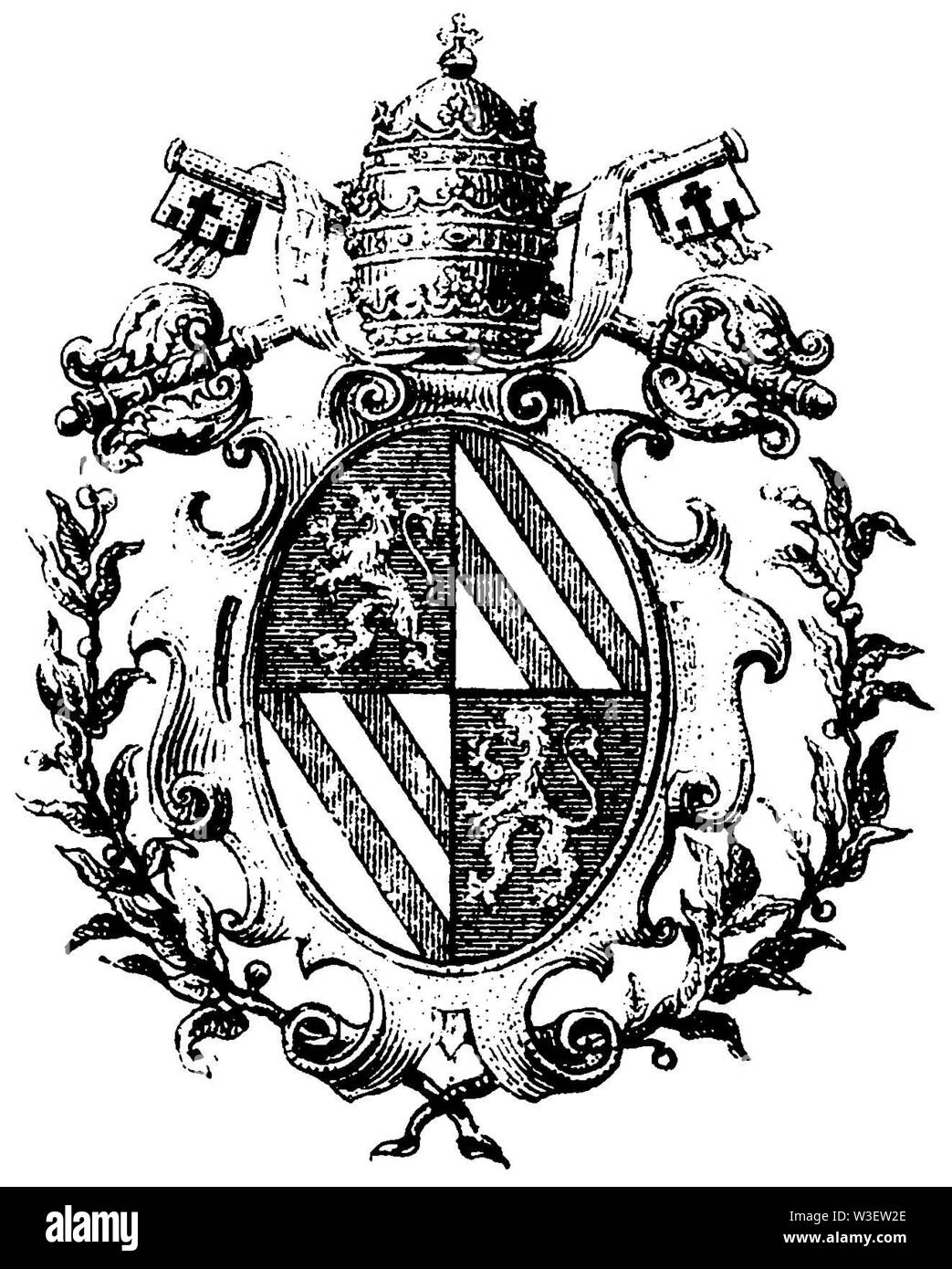 Stemma della sedia papale, , (storia culturale libro, 1875) Foto Stock