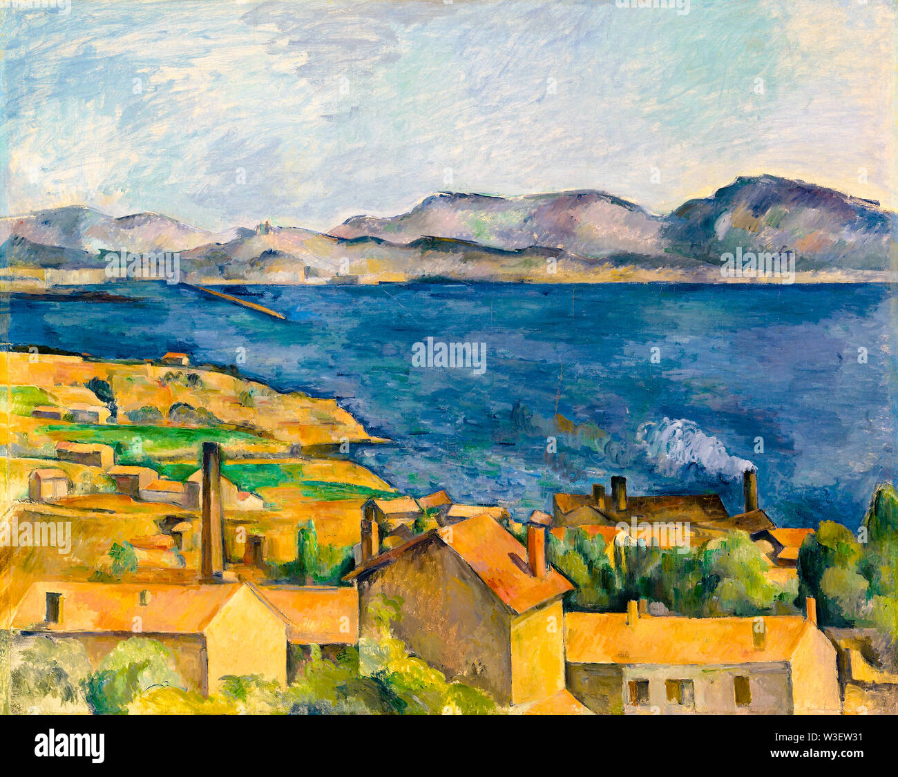Paul Cézanne, la baia di Marsiglia visto da L'Estaque, la pittura di paesaggio, circa 1885 Foto Stock