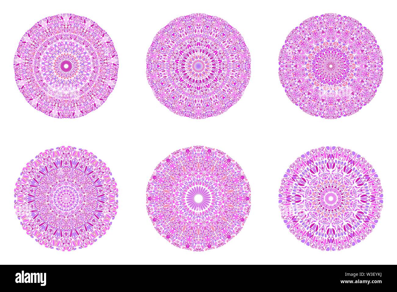 Circolare astratta ornamento botanico mandala set - ornamentali ornati geometrici vector graphic design Illustrazione Vettoriale