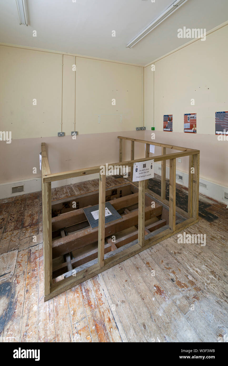 La sala di esecuzione, o la sospensione di un capannone, Shepton Mallet prigione. Foto Stock