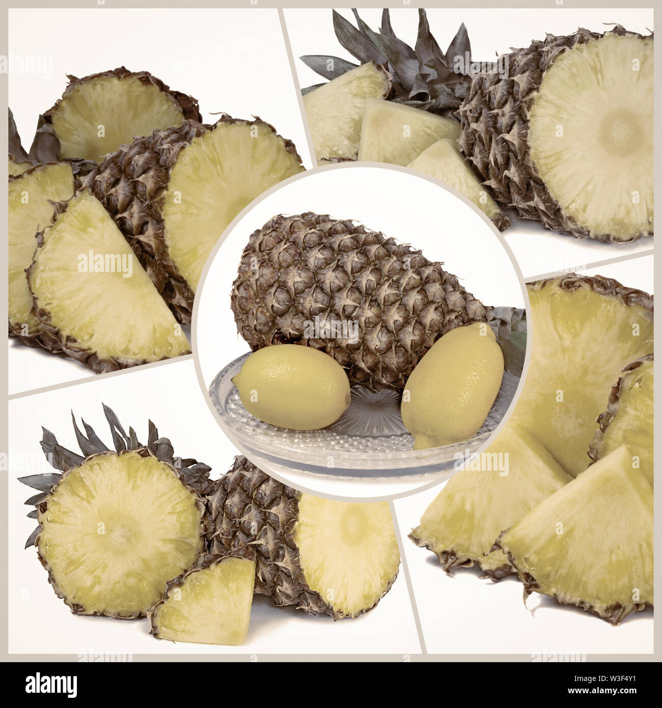 Collage di foto con l'immagine di ananas Foto Stock