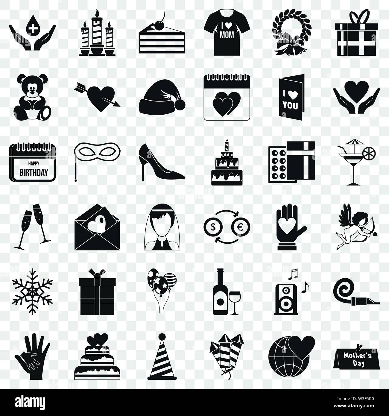 Celebrazione set di icone, stile semplice Illustrazione Vettoriale