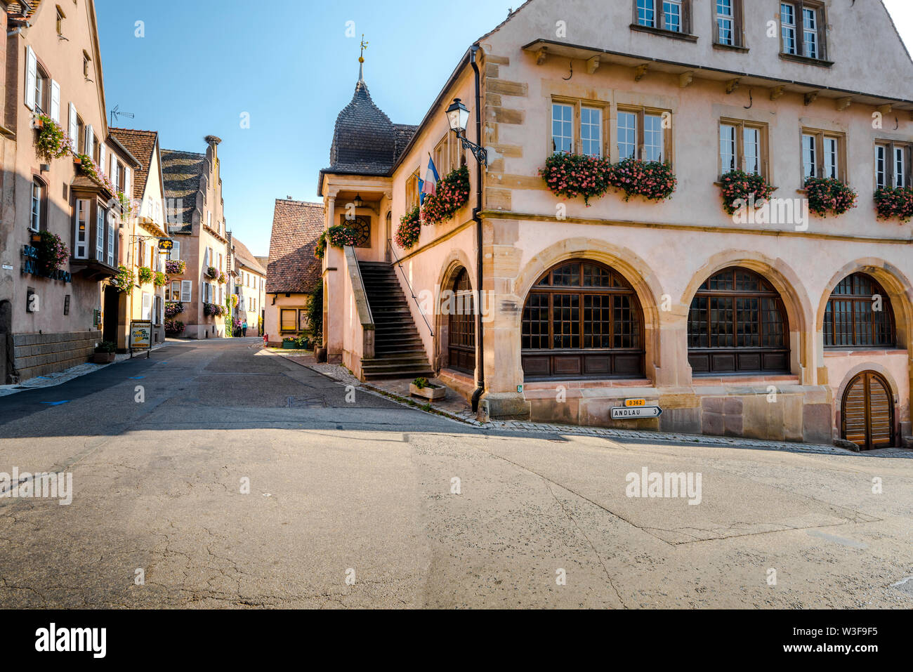 Scenic village Mittelbergheim, Alsazia strada del vino, Francia, membro della Associazione dei più bei villaggi di Francia Foto Stock