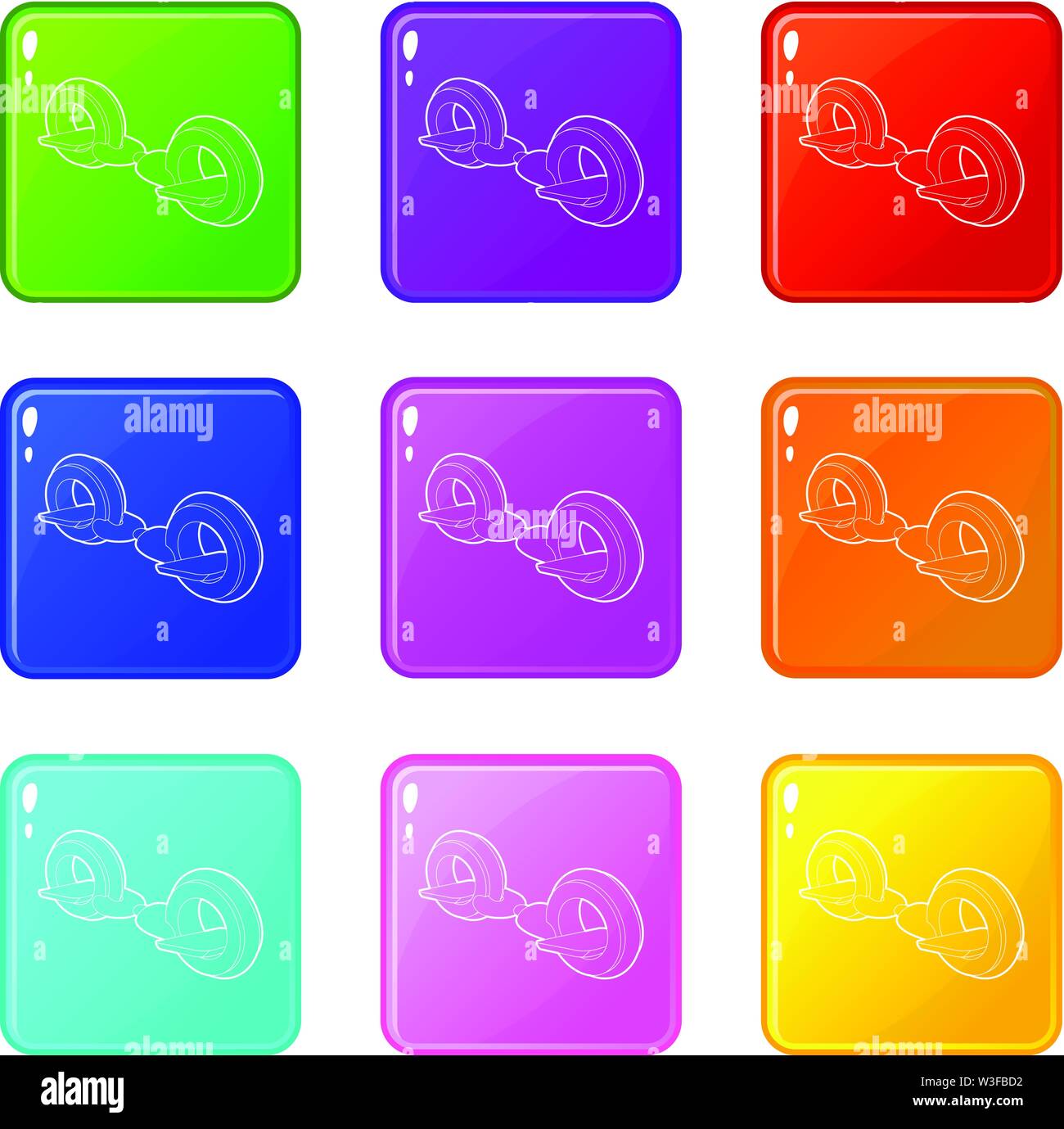 Poco segway set di icone 9 Raccolta di colore Illustrazione Vettoriale