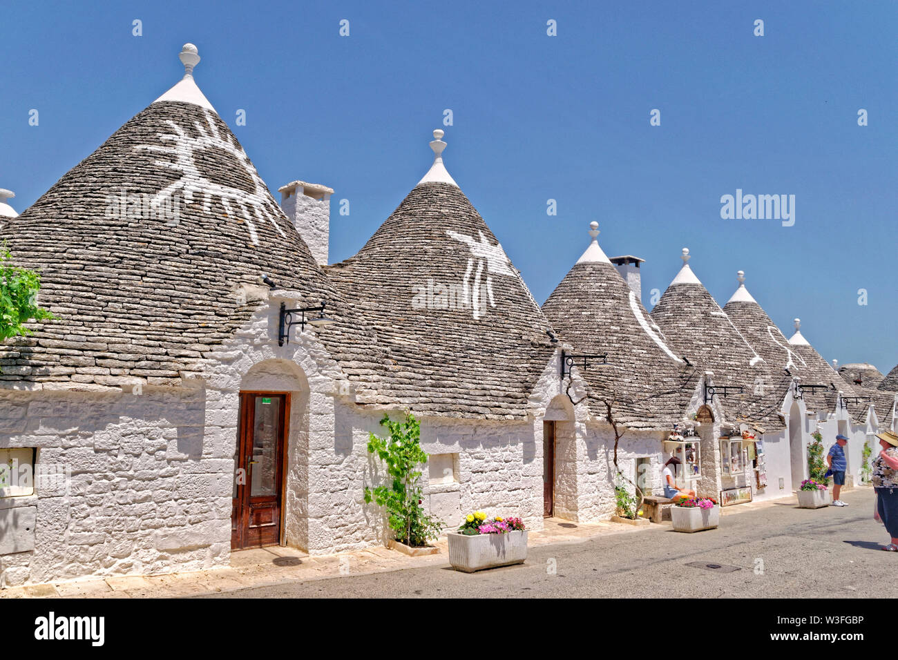 Trulli case sul Rione Monti ad Alberobello, Puglia, Italia. Foto Stock