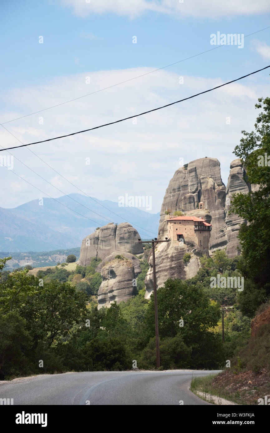 Il Santo Monastero di San Nicola di Anapafsas a Meteora ,Grecia Foto Stock