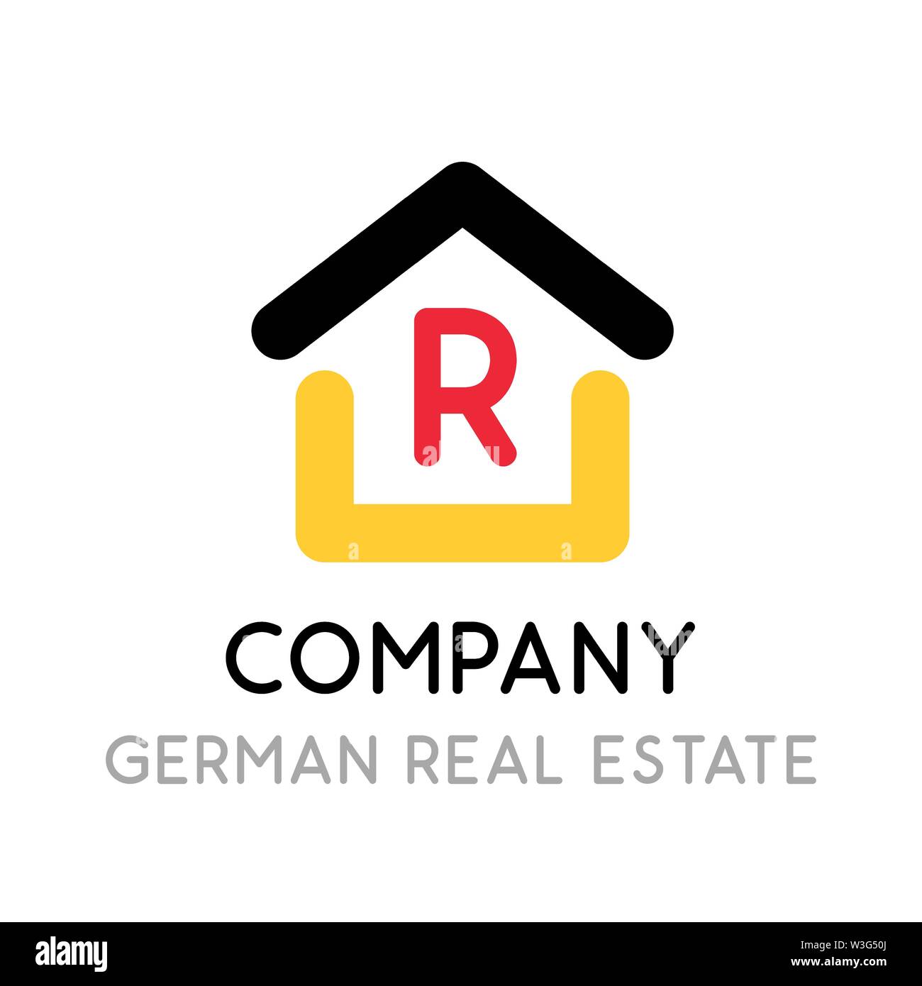 Logo per una società immobiliare in Germania. Simbolo del vettore ha un ottimo aspetto sia sul sito e nel mobile app. Illustrazione Vettoriale