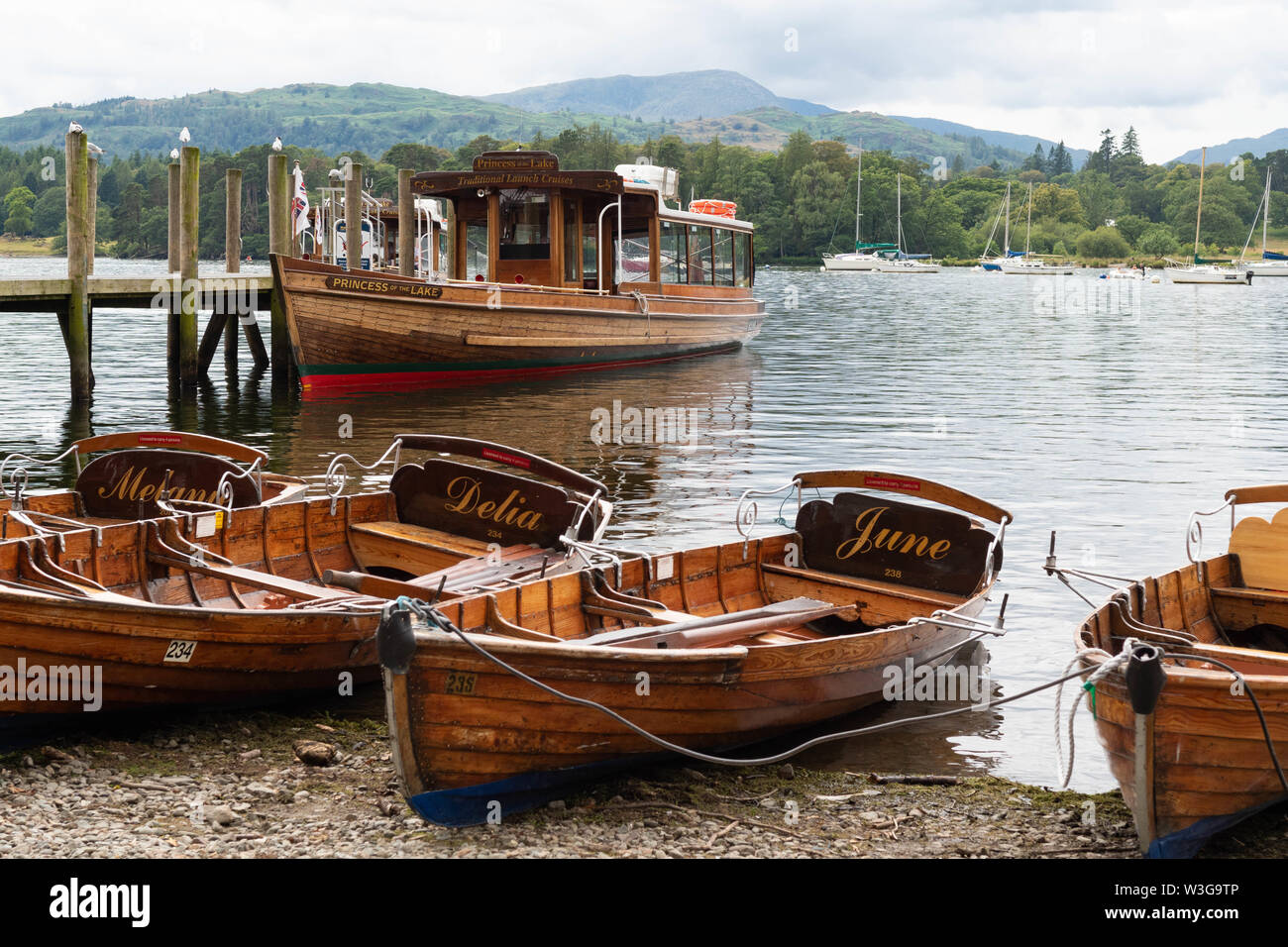 Ambleside barche, Lake District, Cumbria, England, Regno Unito Foto Stock