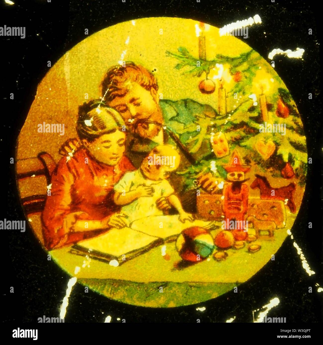 Natale immagini, immagine 2, Famiglia presso l'albero di natale. Foto Stock