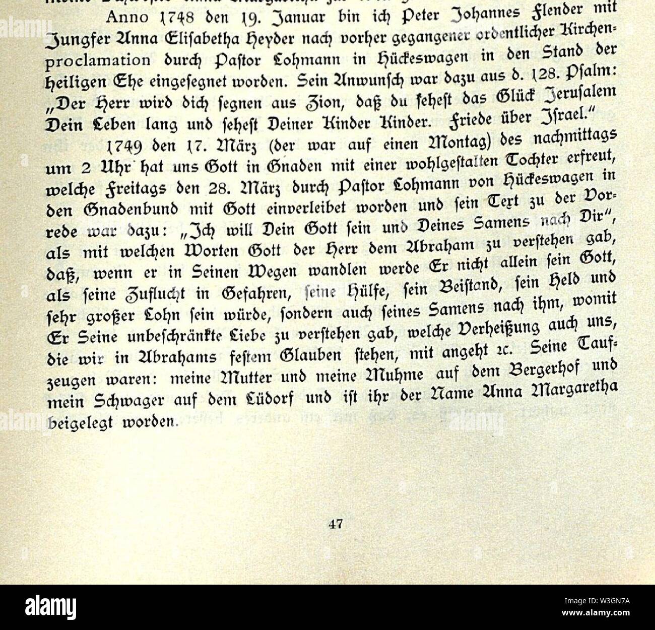 CHRONIK DER FAMILIE FLENDER, Ludwig Voss (Verlag), Düsseldorf 1900, S. 47. Foto Stock