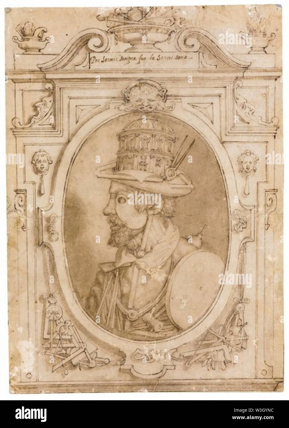 Cerchio di Giuseppe Arcimboldo, Presunto ritratto di Michelangelo. Foto Stock