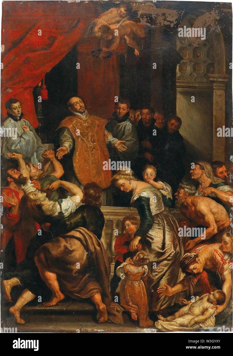 Cerchio di Peter Paul Rubens - i miracoli di San Ignazio di Loyola. Foto Stock