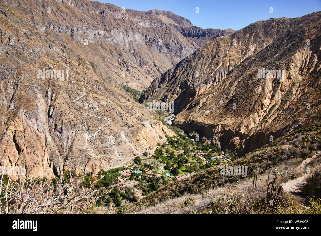 Sangalle oasi nel Canyon del Colca, Perù Foto Stock