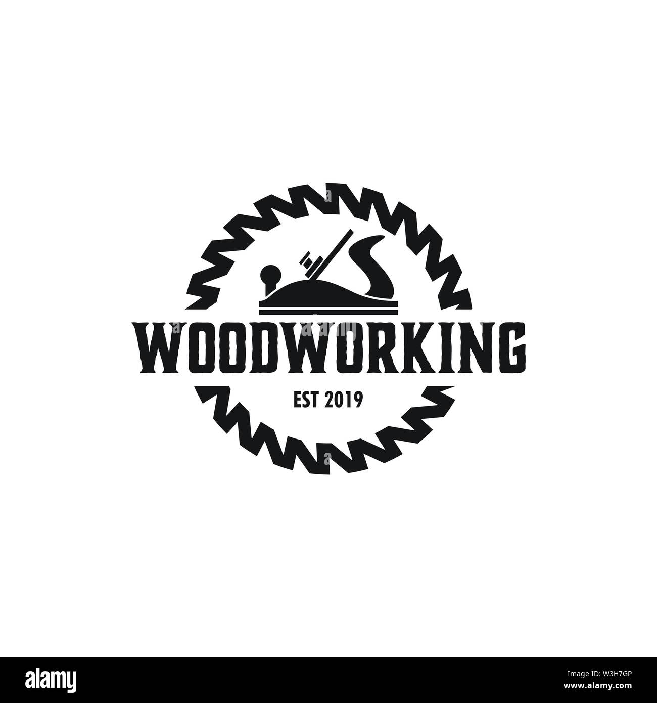 Ingranaggio per la lavorazione del legno logo design template elemento vettore isolato Illustrazione Vettoriale