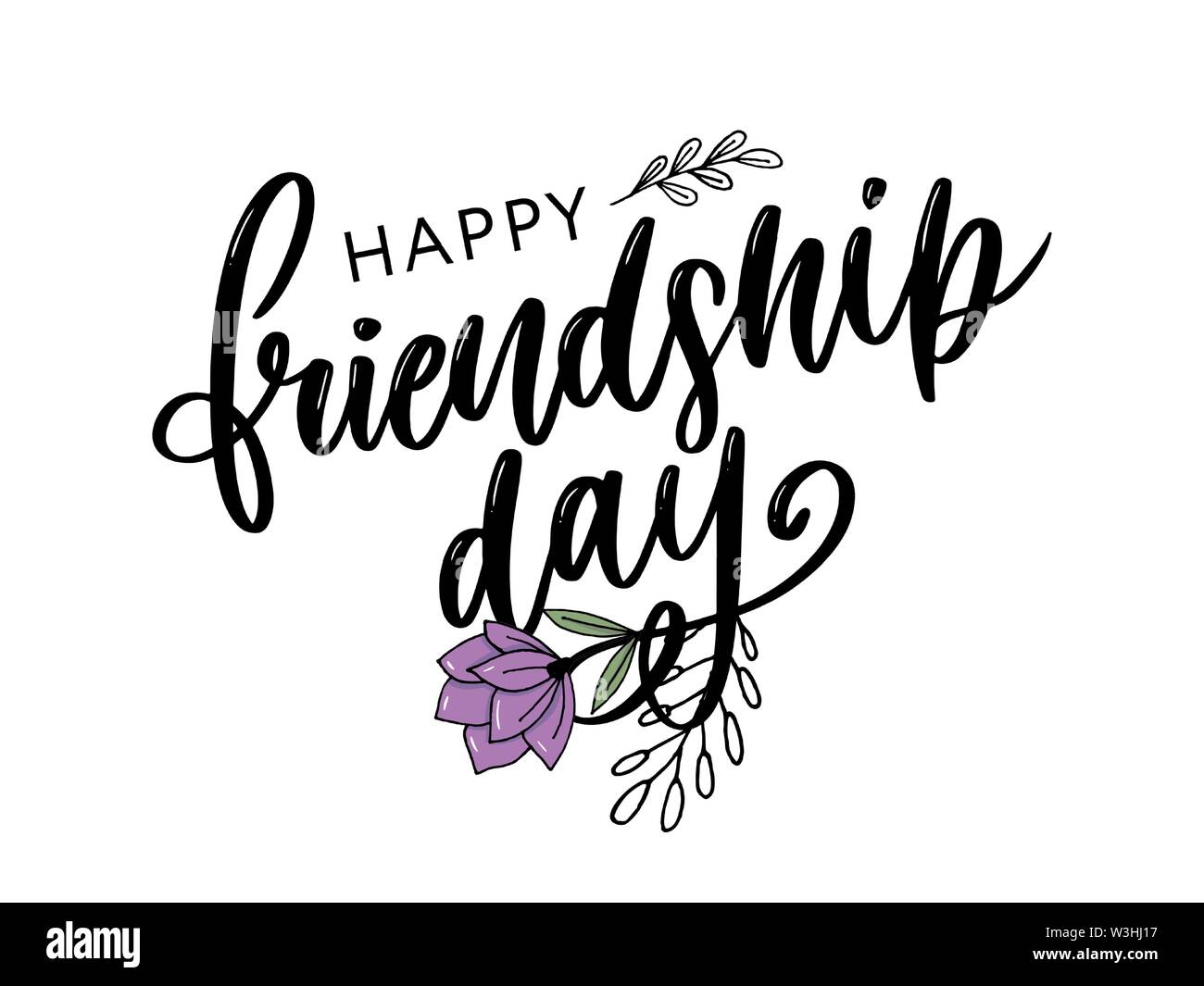 Illustrazione Vettoriale di disegnati a mano felice amicizia giorno felicitation in fashion style con caratteri di testo e di segno triangolo di colore Illustrazione Vettoriale