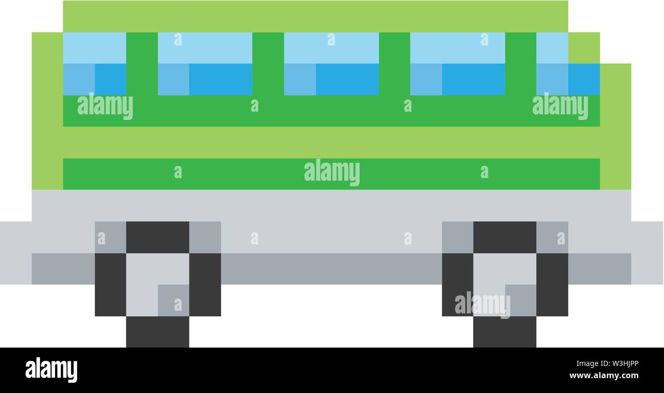 Autobus Autobus pixel a 8 bit Video Game Icona Arte Illustrazione Vettoriale