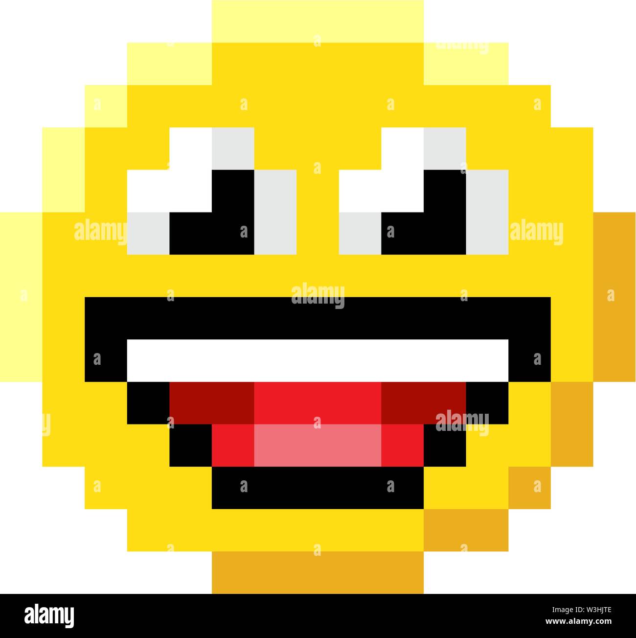 Emoticon faccia arte pixel a 8 bit Video Game Icona Illustrazione Vettoriale