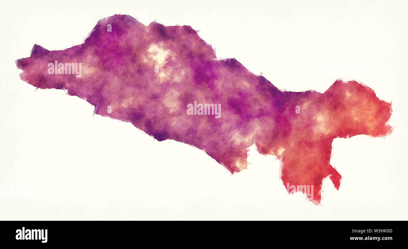 Puerto Plata provincia Mappa acquerello della Repubblica Dominicana Foto Stock