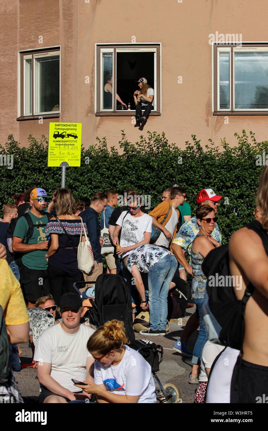 Kallio Block Party in Alppiharju quartiere di Helsinki, Finlandia Foto Stock