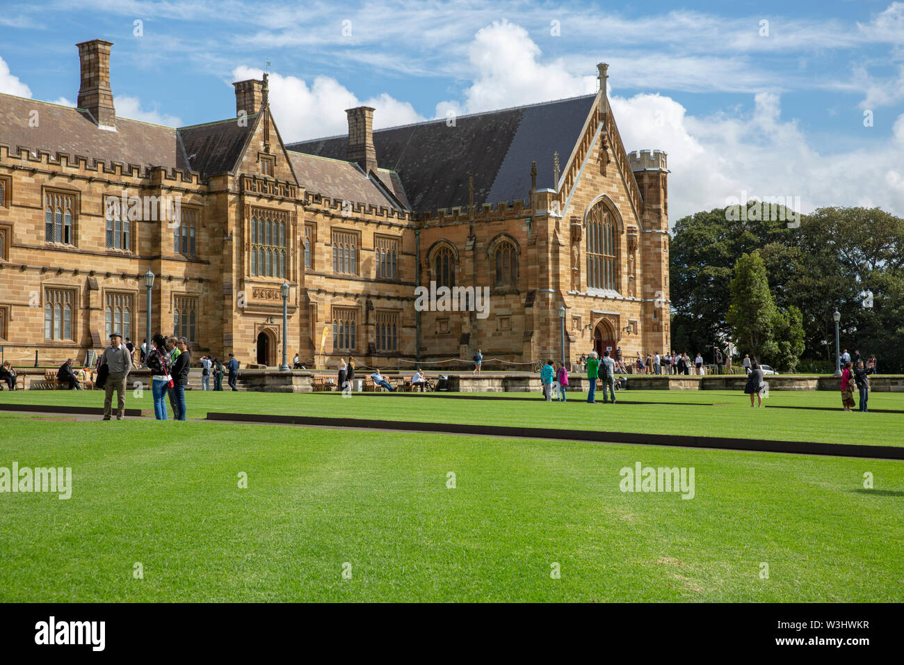Edificio e quadrilatero in pietra arenaria della Sydney University, Sydney, NSW, Australia Foto Stock