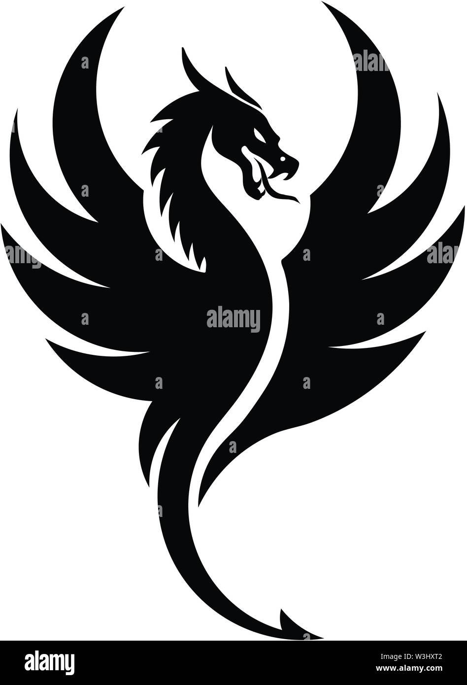 Creative draghi semplice silhouette stilizzata del logo illustrazioni vettoriali Illustrazione Vettoriale