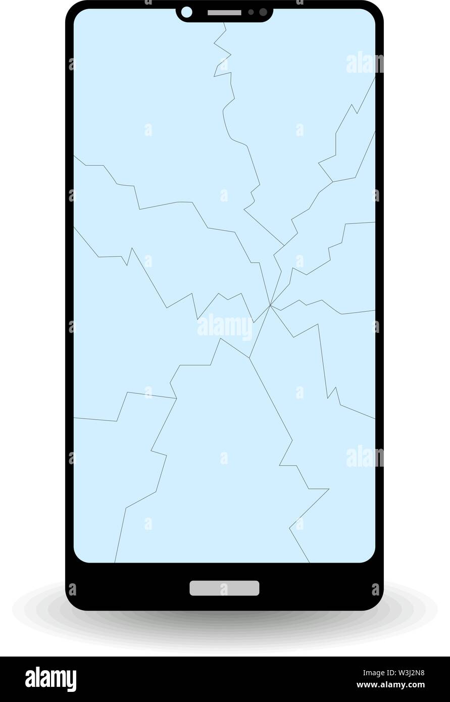 Danneggiato smartphone con schermo rotto isolati su sfondo bianco illustrazione vettoriale Illustrazione Vettoriale