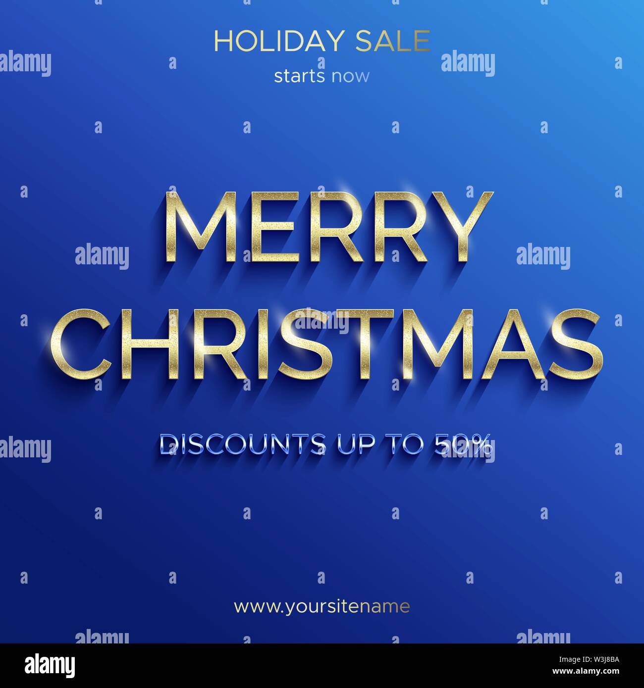 Vendita di natale fino al 50 percento. Banner blu. Illustrazione Vettoriale