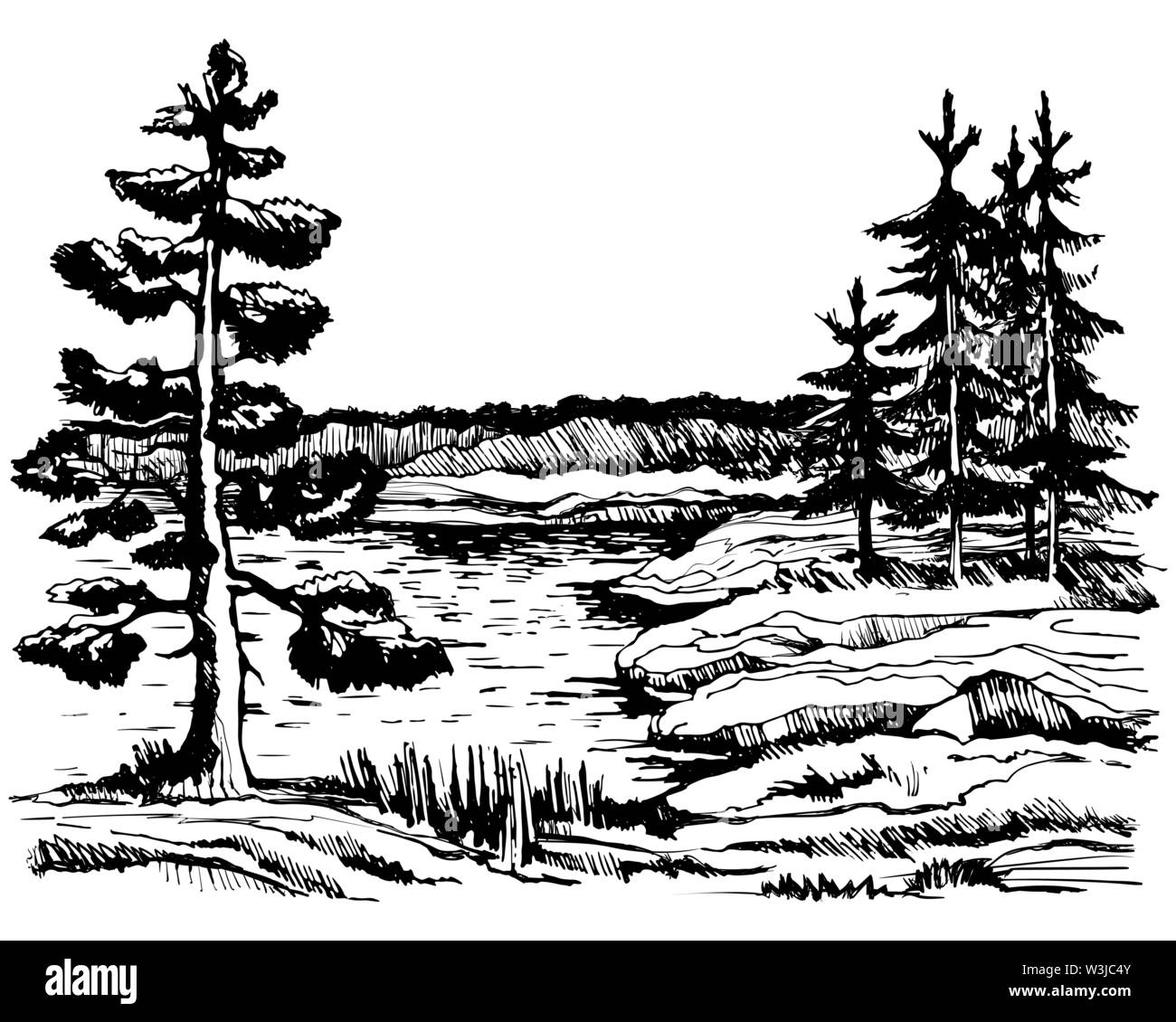 Canada vista sullo sfondo del paesaggio bello Illustrazione Vettoriale