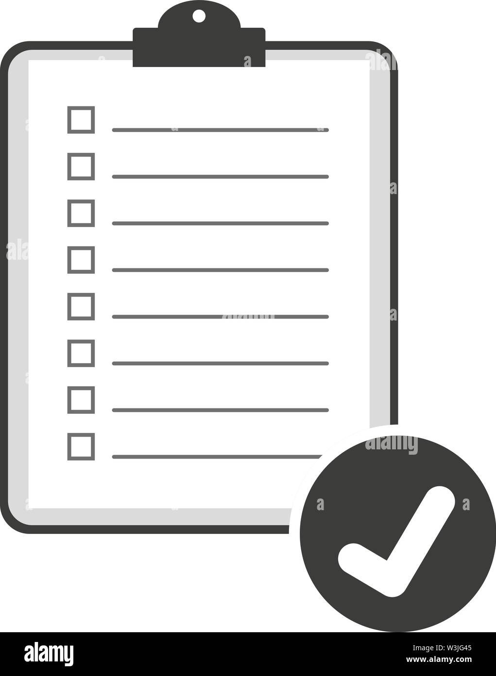 Lista di controllo sulla clipboard Icona o simbolo illustrazione vettoriale Illustrazione Vettoriale