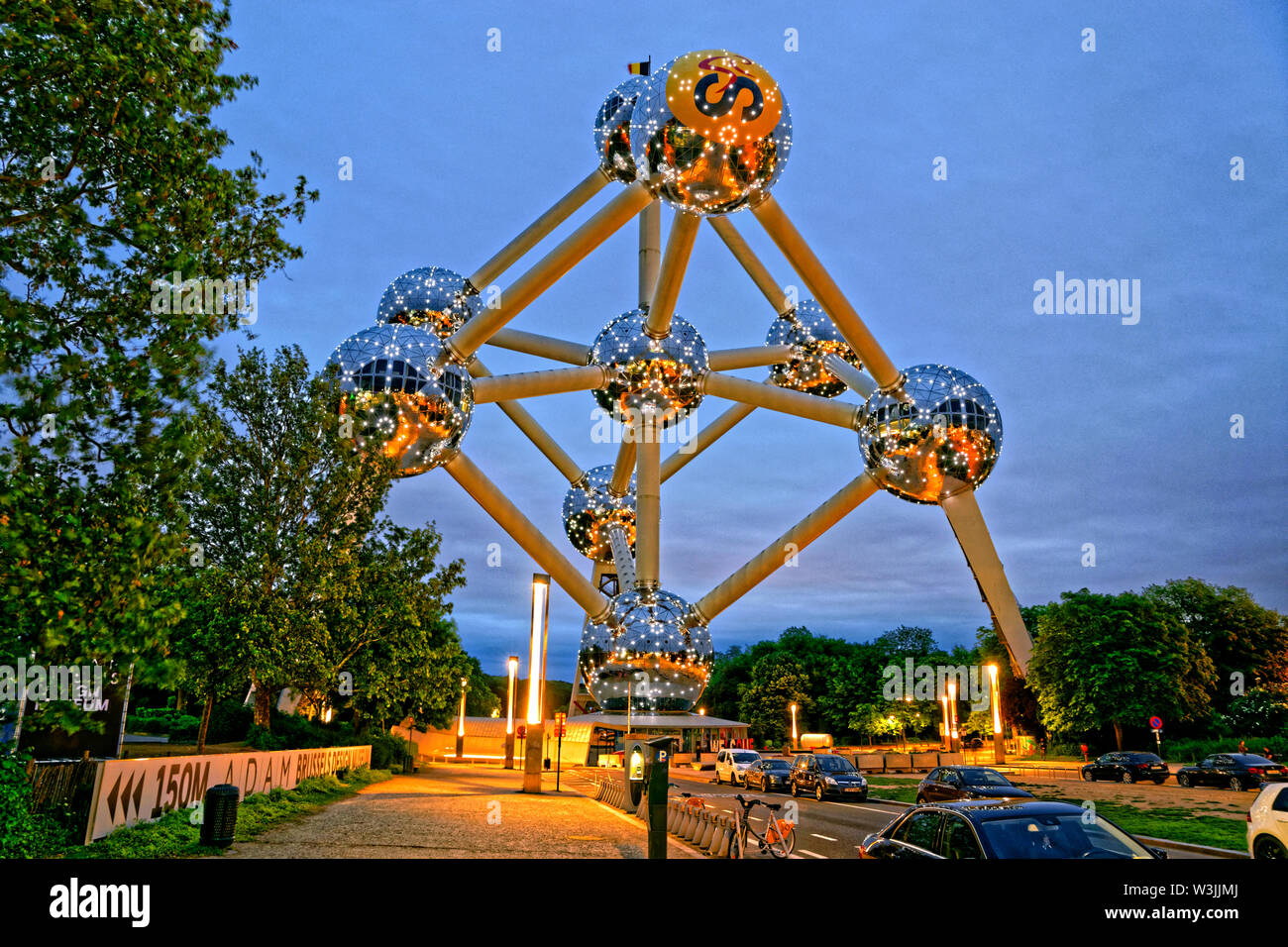 Atomium di Bruxelles, eretto per il 1958 Bruxelles Fiera Mondiale, Belgio. Foto Stock