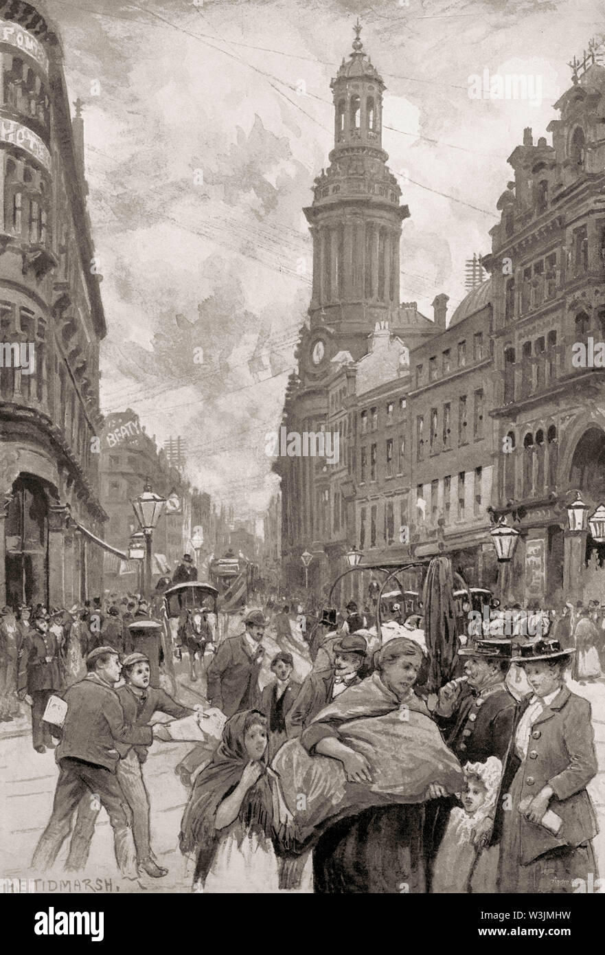 Market Street, Manchester, Inghilterra, Regno Unito, XIX secolo Foto Stock