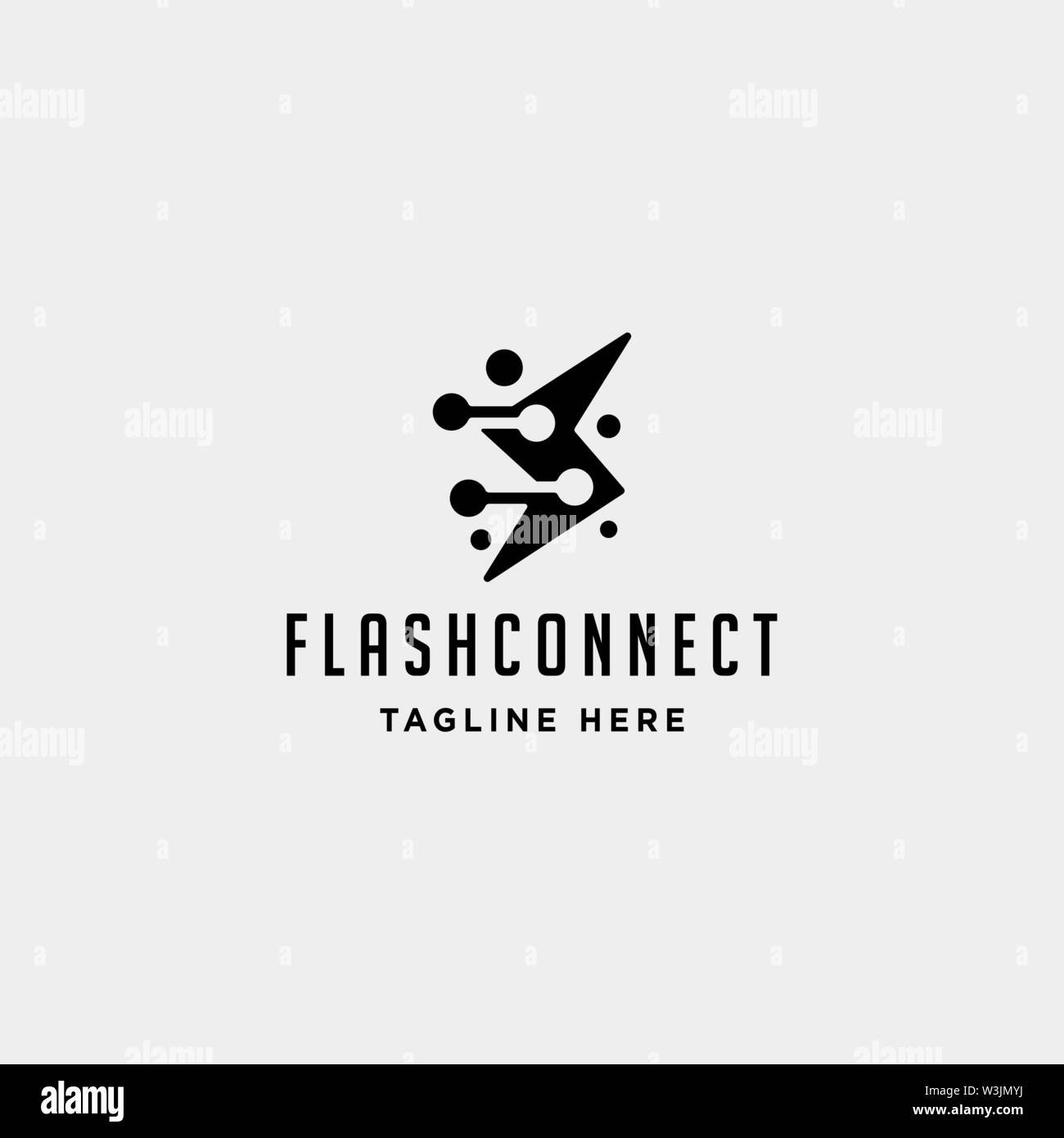 Thunder flash internet logo design vettore collegamento alimentazione simbolo icona segno isolato Illustrazione Vettoriale