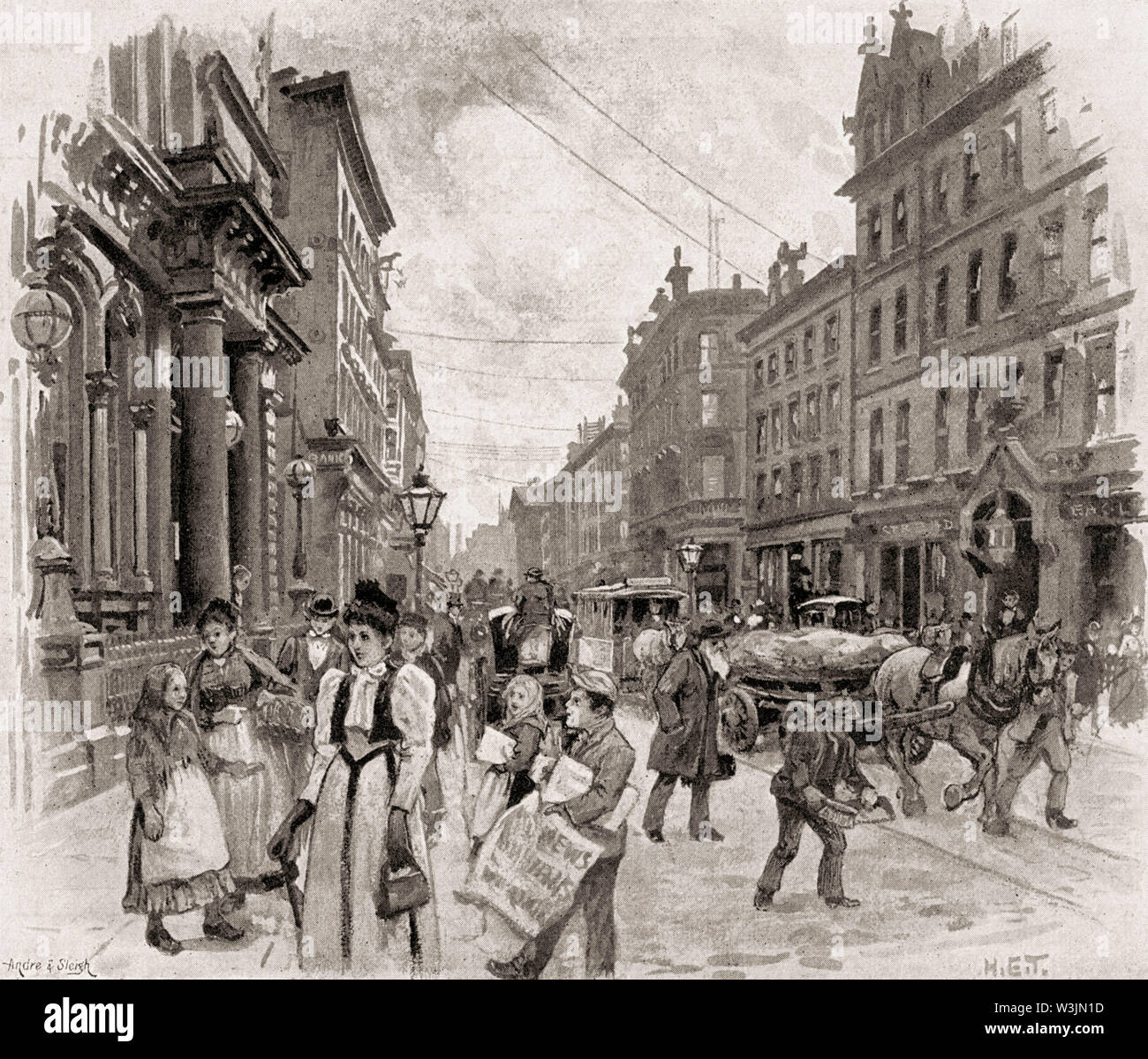 Corporation Street, Manchester, Inghilterra, Regno Unito, XIX secolo Foto Stock