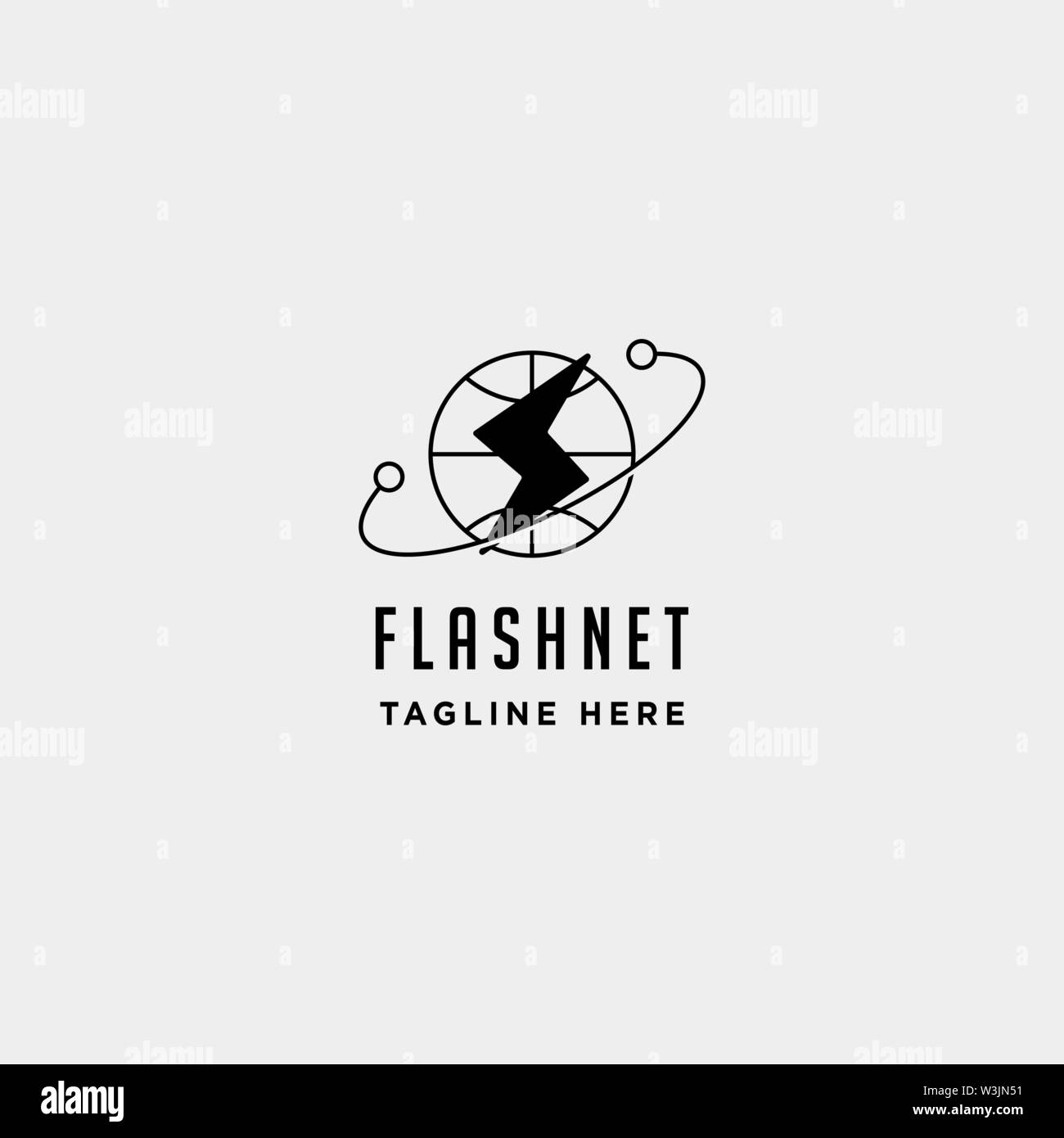 Thunder flash internet logo design vettore collegamento alimentazione simbolo icona segno isolato Illustrazione Vettoriale