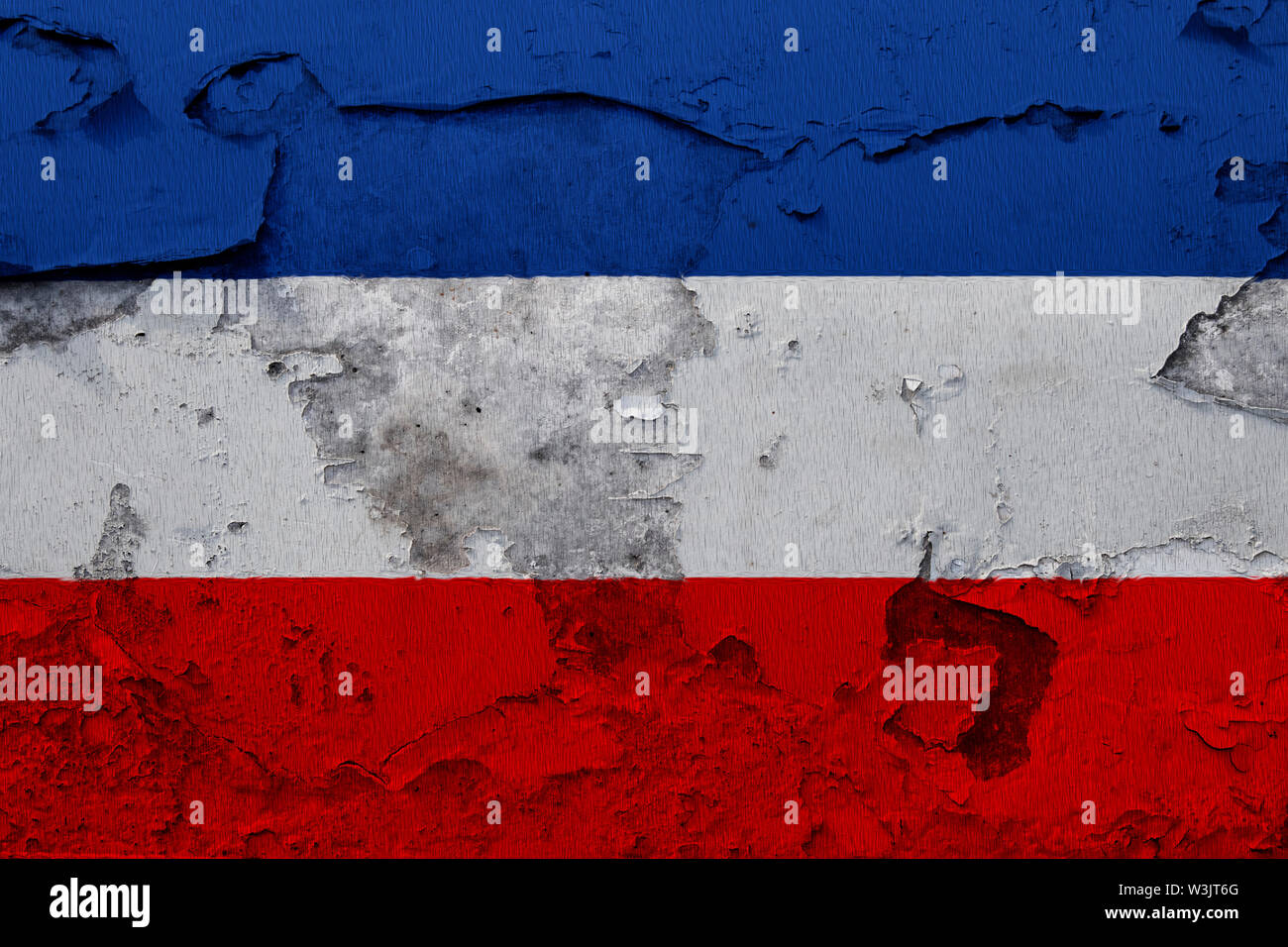 Bandiera dipinta sul incrinato grunge muro di cemento Foto Stock