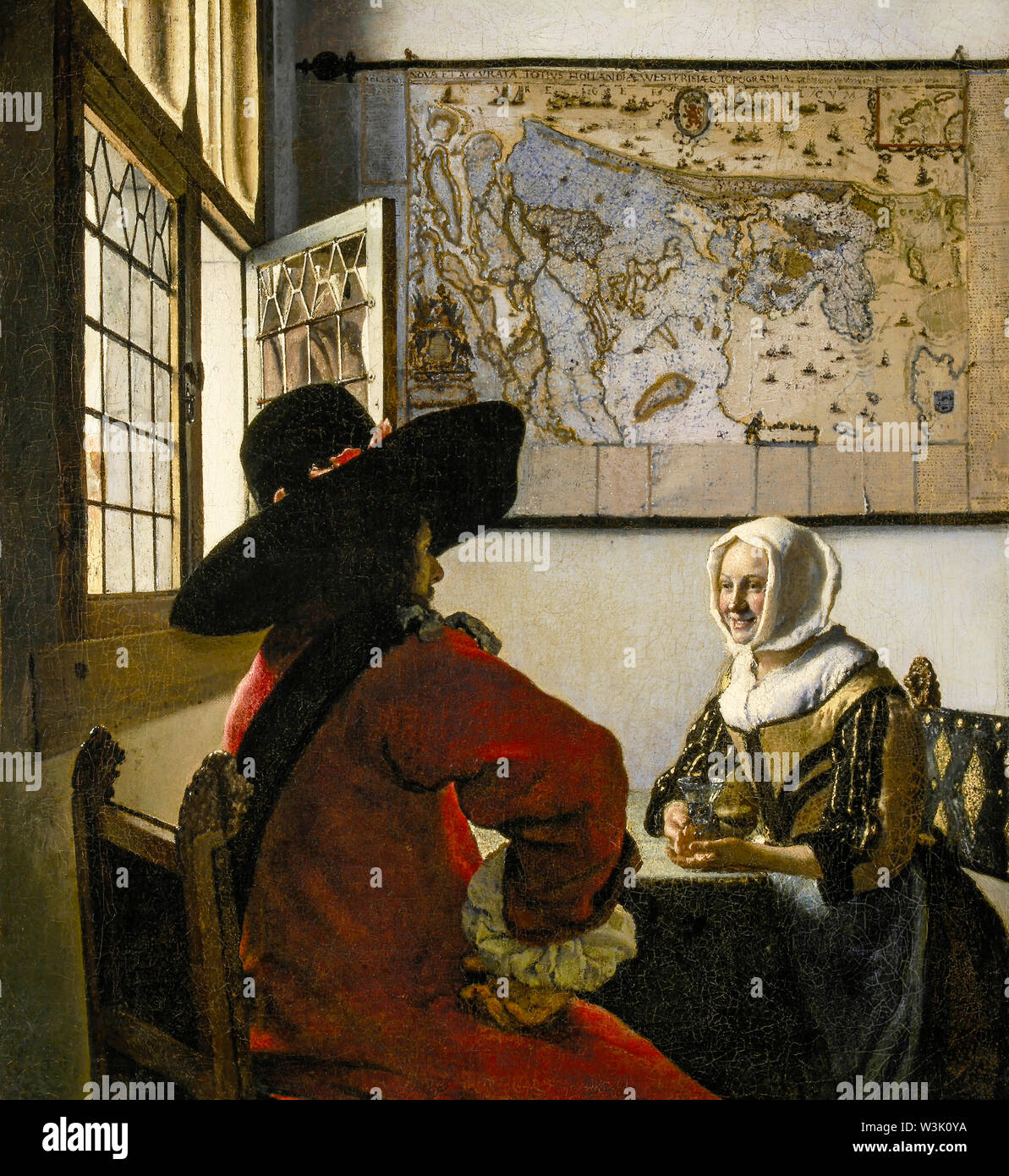 Johannes Vermeer, ufficiale e la ragazza ridere, pittura, circa 1657 Foto Stock