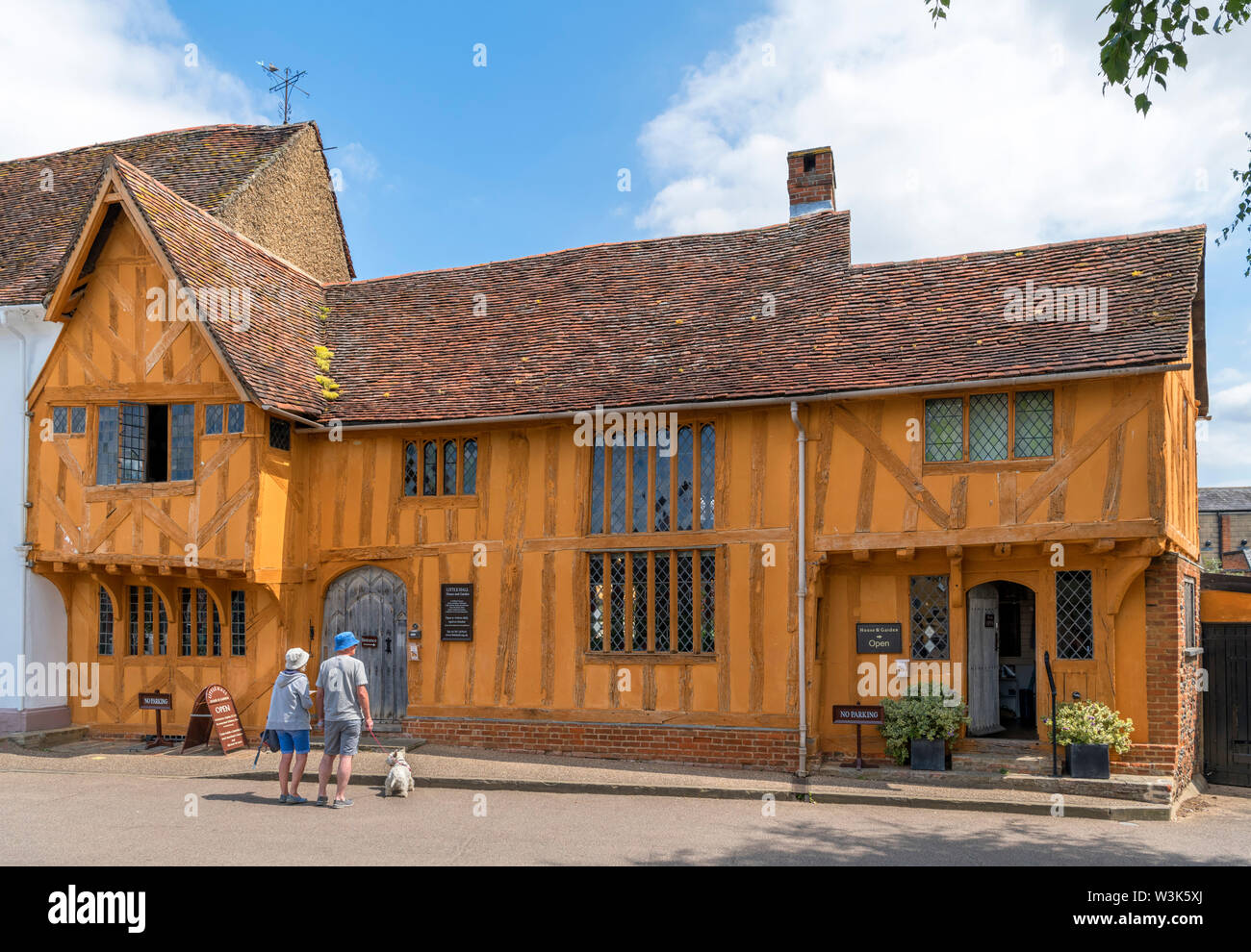 Piccola Hall, un tardo 14thC legname-famosa casa in luogo di mercato, Lavenham, Suffolk, Inghilterra, Regno Unito Foto Stock