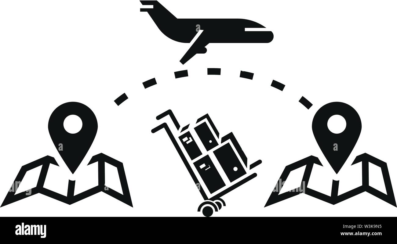 In aereo la consegna di pacchi e la relativa icona. Semplice illustrazione del velivolo di consegna pacchi icona vettoriali per il web design isolato su sfondo bianco Illustrazione Vettoriale