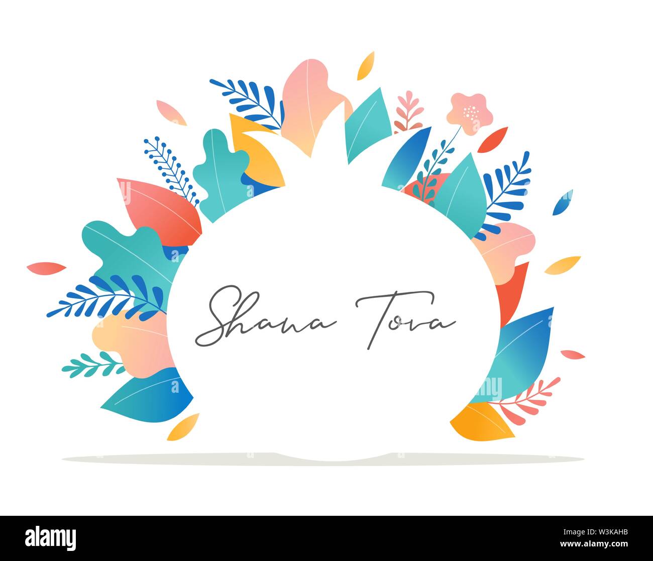 Rosh Hashana, festa ebraica, nuovo anno in scena con una mela, miele, fiori e foglie. Appartamento cartoon illustrazione vettoriale per Ebrei festa religiosa c Illustrazione Vettoriale