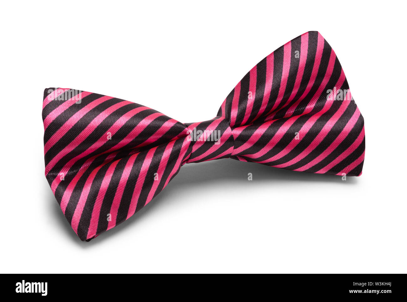 Pink Bow Tie con strisce nere isolato su bianco. Foto Stock
