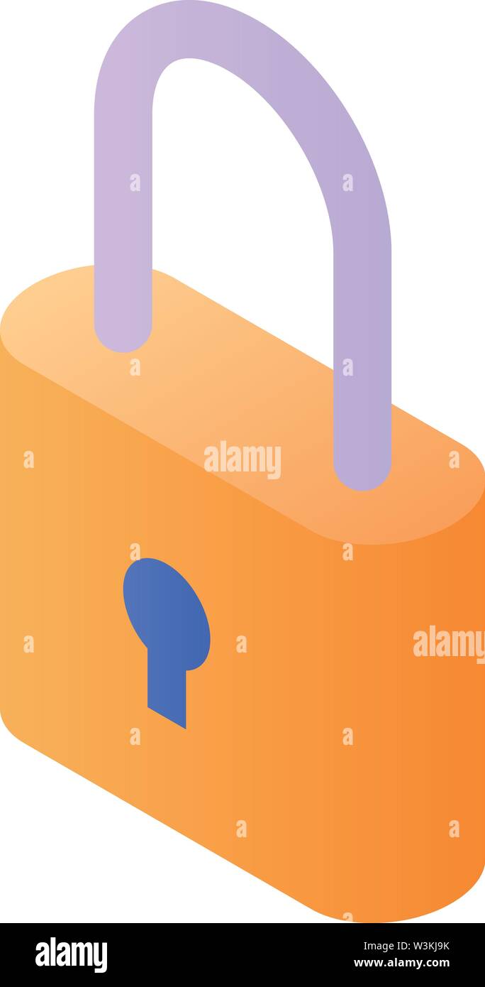 Icona a forma di lucchetto, stile isometrico Illustrazione Vettoriale