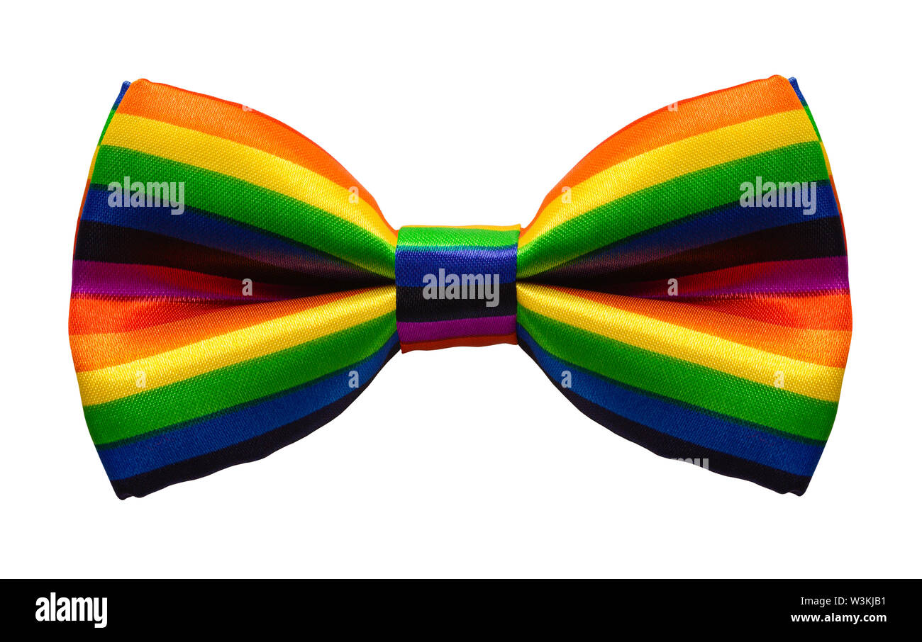 Rainbow Bow Tie isolati su sfondo bianco. Foto Stock
