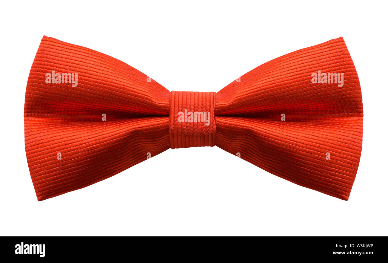 Seta rossa Bow Tie Ritagliata su bianco. Foto Stock